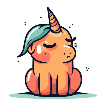Unicorn vector illustration. Cute cartoon unicorn character. Vector illustration.のイラスト素材
