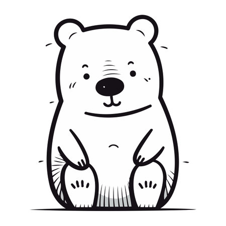 Polar bear cartoon. Hand drawn vector illustration isolated on white background.のイラスト素材