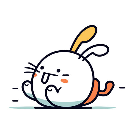 Cute kawaii rabbit. Vector illustration in flat style.のイラスト素材