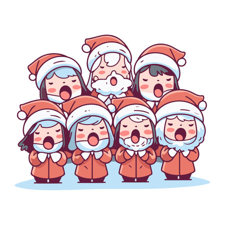 santa claus family cartoon vector illustration. christmas character designのイラスト素材