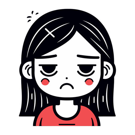 Illustration of a Girl Crying with Crossed Eyes   Vectorのイラスト素材