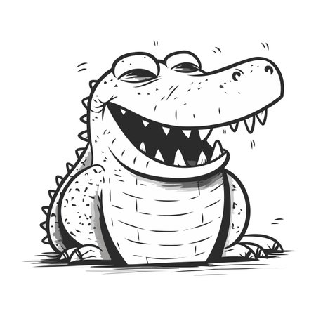 Cartoon crocodile. Vector illustration isolated on a white background.のイラスト素材