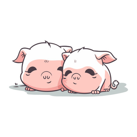 Cute pigs. Vector cartoon illustration. Isolated on white background.のイラスト素材