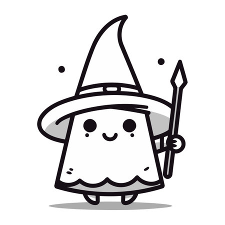 Cute Witch Character Mascot Vector Illustration. Cute Halloween Witch Characterのイラスト素材