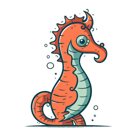 Cartoon seahorse. Cute sea animal. Vector illustration.のイラスト素材