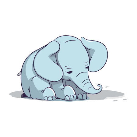 Cute cartoon elephant isolated on a white background. Vector illustration.