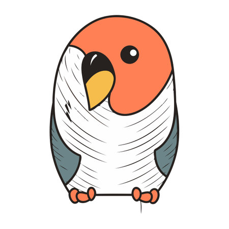 Cute cartoon parrot. Hand drawn vector illustration isolated on white background.のイラスト素材