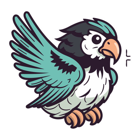 Illustration of a parrot bird isolated on a white background.のイラスト素材