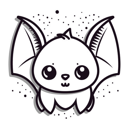 Cute cartoon bat. Vector illustration. Isolated on white background.のイラスト素材