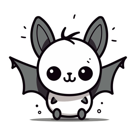 Cute Bat Cartoon Mascot Character Design Vector Illustration.のイラスト素材