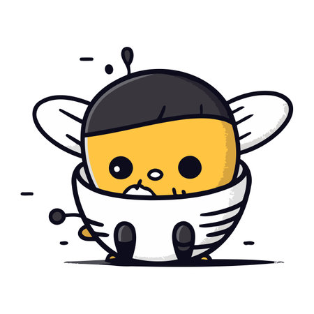 Cute cartoon bee. Vector illustration of a cute cartoon bee.のイラスト素材