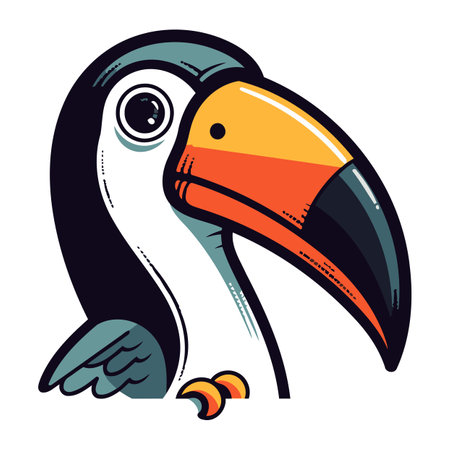 Cute toucan cartoon vector illustration. Isolated on white background.のイラスト素材