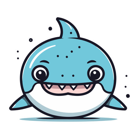 Cute cartoon shark. Vector illustration. Isolated on white background.のイラスト素材
