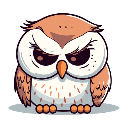 Cute cartoon owl isolated on a white background. Vector illustration.のイラスト素材