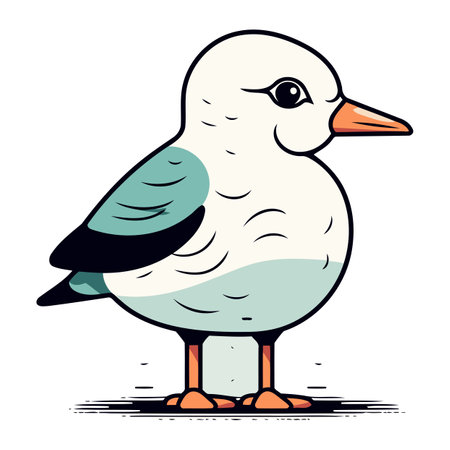 Cartoon seagull. Vector illustration isolated on white background.のイラスト素材