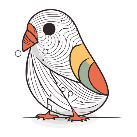 Illustration of a cute bird on a white background. Vector illustrationのイラスト素材