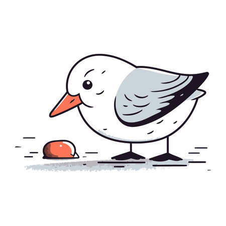 Vector illustration of a cute cartoon seagull with an egg.のイラスト素材