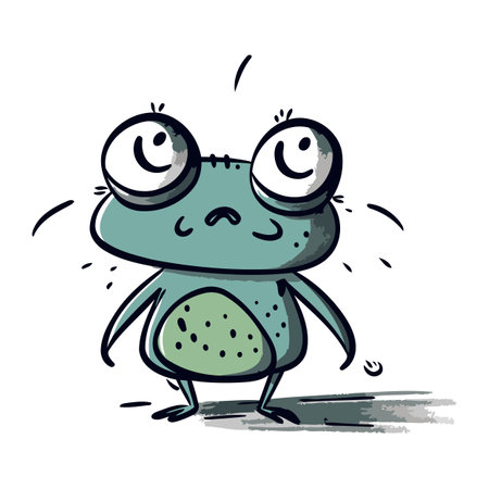 Frog with big eyes. Vector illustration of a cartoon frog.のイラスト素材