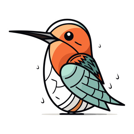 Cute cartoon red headed woodpecker. Vector illustration.のイラスト素材