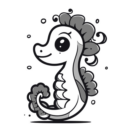 Cute cartoon seahorse. Vector illustration isolated on white background.のイラスト素材