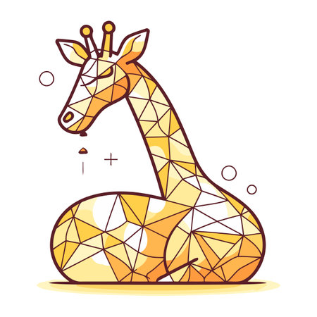 Low poly giraffe isolated on white background. Polygonal vector illustration.のイラスト素材