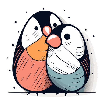 Cute cartoon penguin. Vector illustration in doodle style.のイラスト素材