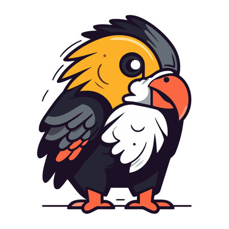 Cute parrot cartoon mascot vector illustration isolated on white background.のイラスト素材