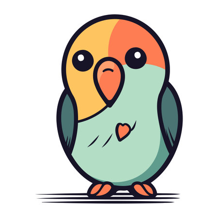 Cute cartoon parrot. Isolated vector illustration on white background.のイラスト素材