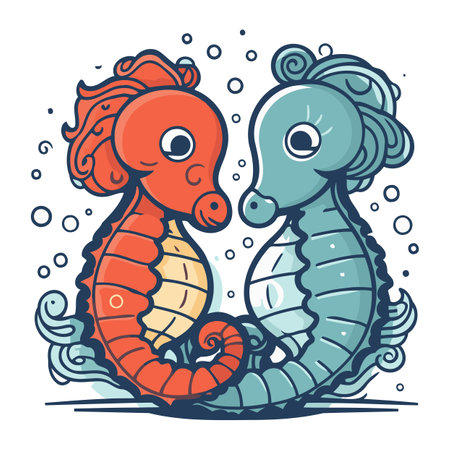 Cute couple of seahorses. Vector illustration for your designのイラスト素材