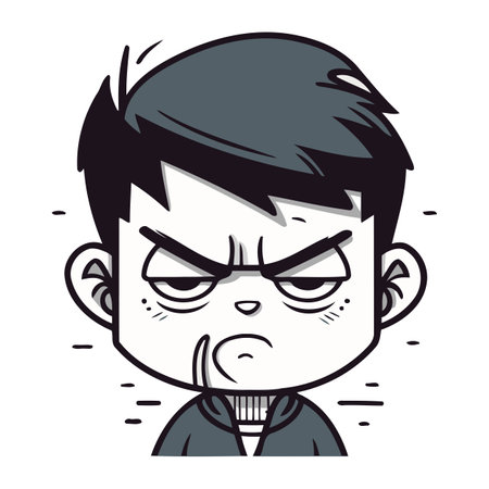 Angry boy cartoon face vector illustration graphic design vector illustration graphic designのイラスト素材