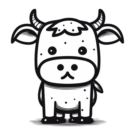 Cute cartoon cow. Vector illustration isolated on a white background.のイラスト素材