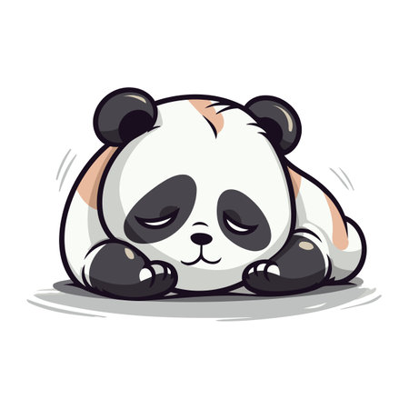 Cute panda sleeping on the ground. Cartoon vector illustration.のイラスト素材
