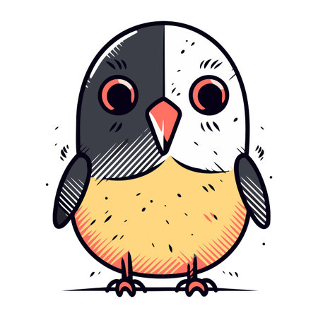 Cute cartoon penguin. Vector illustration on a white background.のイラスト素材