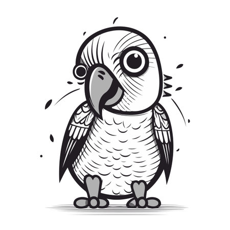 Cute parrot. Vector illustration isolated on a white background.