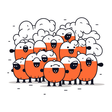 Cute cartoon sheep. Vector illustration. Cute doodle sheep.のイラスト素材