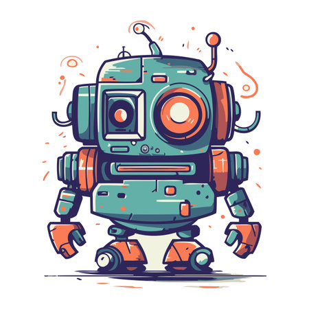 Cartoon robot. Vector illustration of a robot with a camera.のイラスト素材