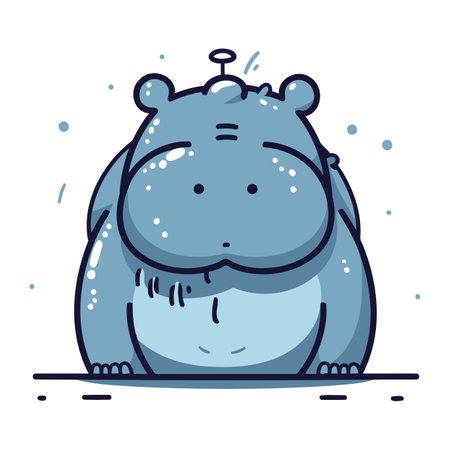 Cute hippo. Vector illustration. Isolated on white background.のイラスト素材