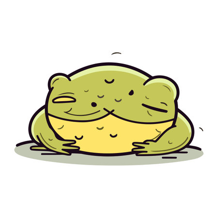 Cute cartoon frog. Vector illustration isolated on a white background.のイラスト素材