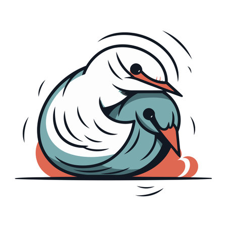 Cute vector illustration of a stork on a white background.のイラスト素材