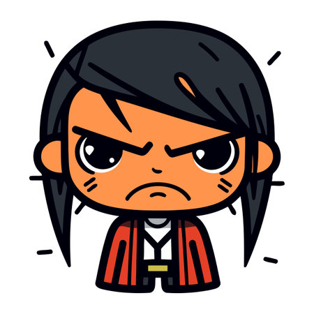 Angry Girl Face   Cartoon Vector Illustrationのイラスト素材