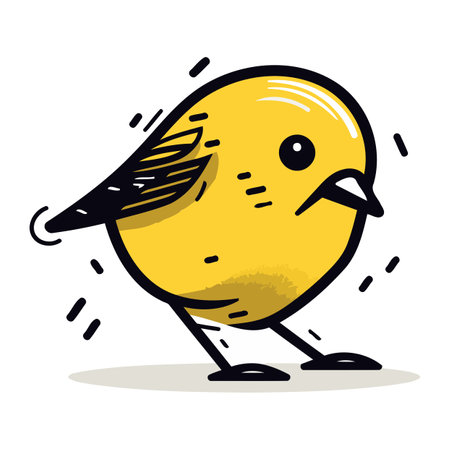 Illustration for Cartoon little yellow bird on white background. Vector illustration in flat style. - Royalty Free Image