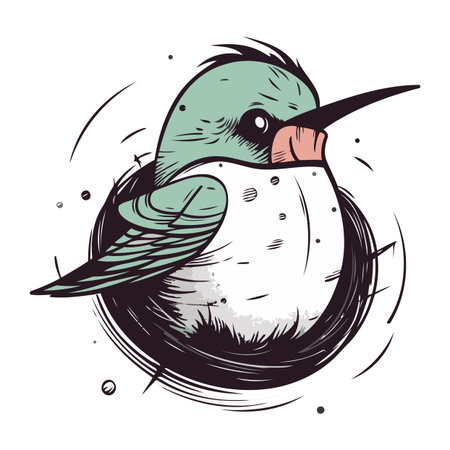 Hummingbird in the form of a circle. Vector illustration.のイラスト素材