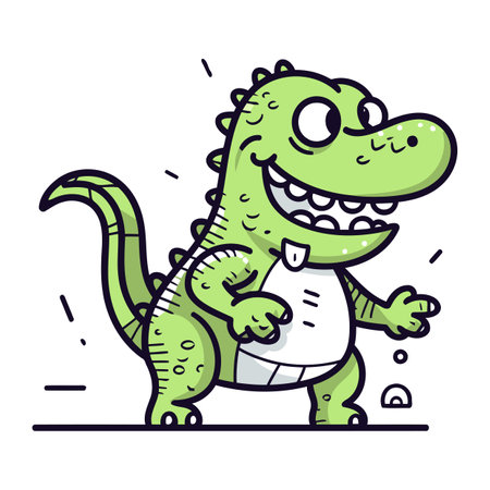 Cute cartoon crocodile. Vector illustration. Isolated on white background.のイラスト素材