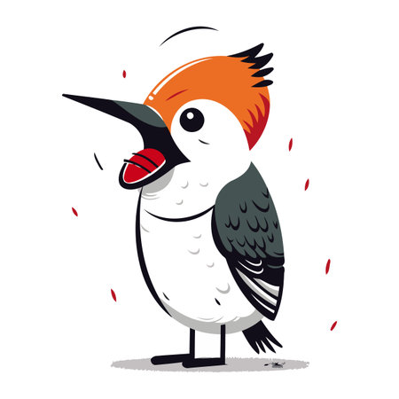 Cute Woodpecker Bird Vector Illustration on White Background.のイラスト素材