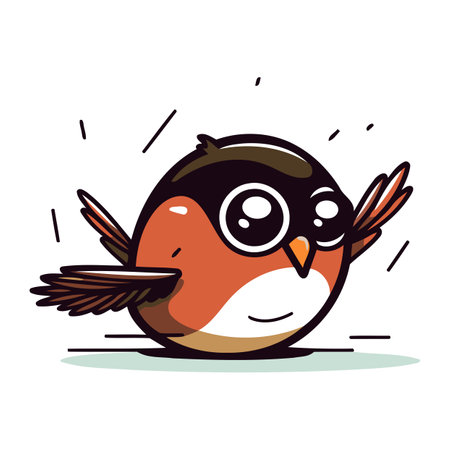 Vector illustration of a cute little bird. isolated on white background.のイラスト素材