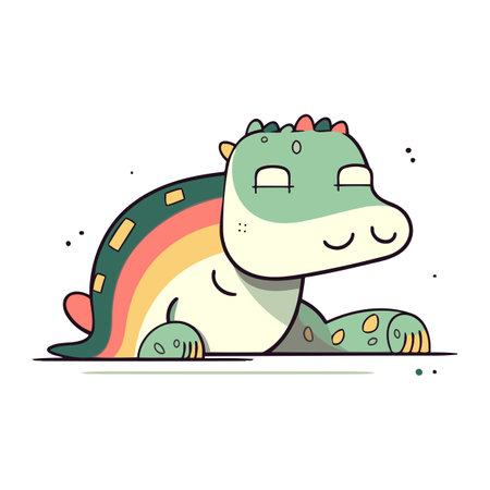 Cute cartoon crocodile. Vector illustration. Isolated on white background.のイラスト素材