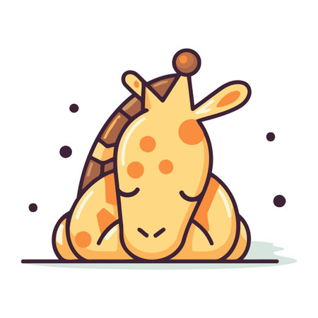 Cute cartoon giraffe sitting on the ground. Vector illustration.のイラスト素材