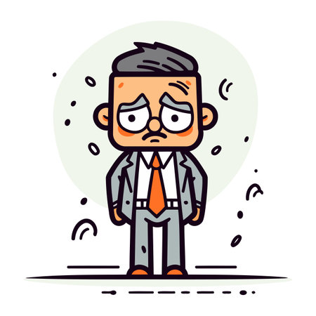 Angry man in suit and glasses. Vector illustration in flat cartoon style.のイラスト素材