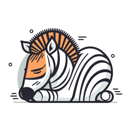 Zebra head vector line icon. Zebra head linear illustration.のイラスト素材