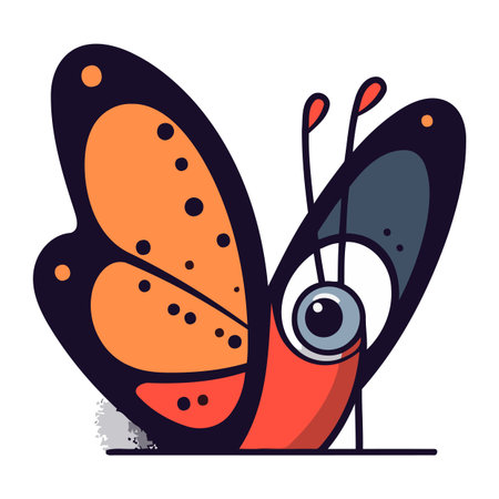 Butterfly with big eyes. Vector illustration in cartoon style.のイラスト素材